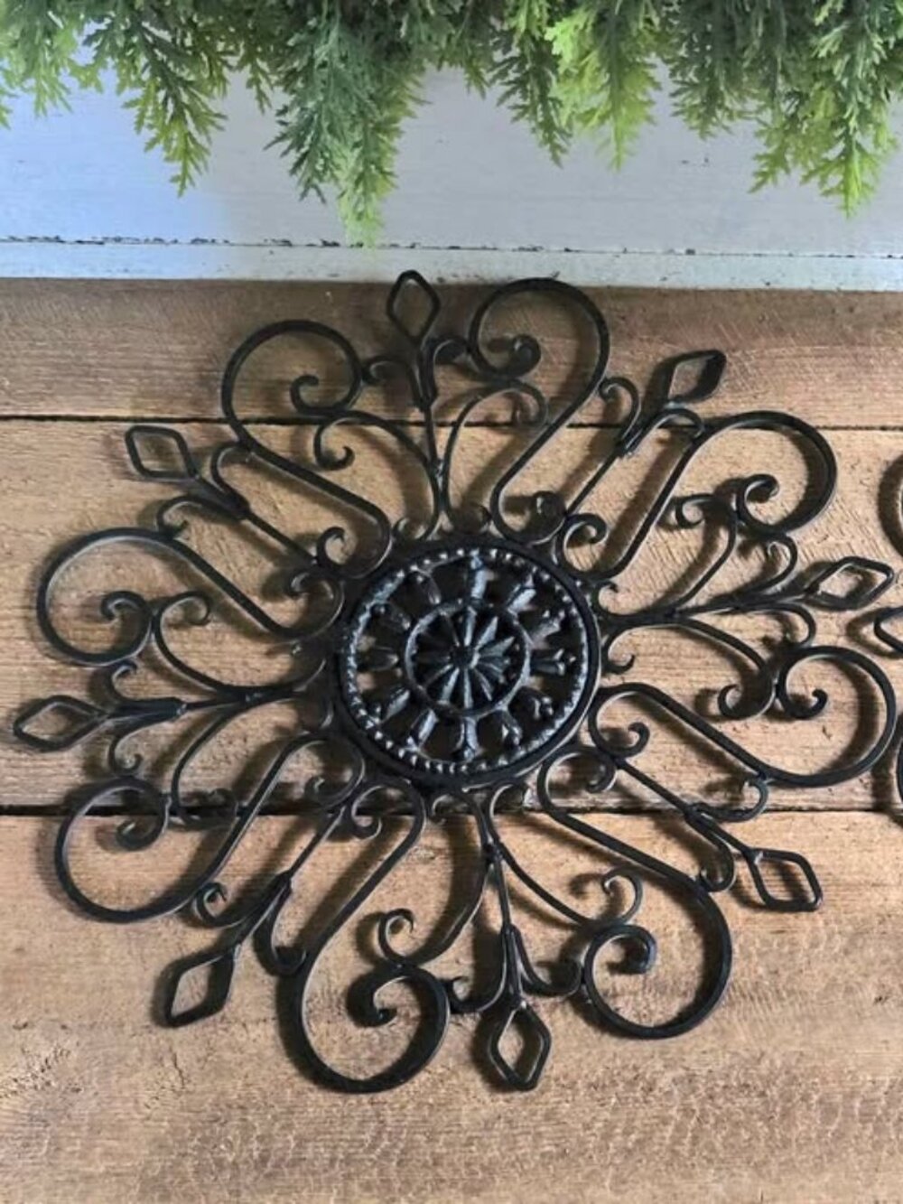 Ornate Metal Pair of Black Metal Wall Hangings - Picture 2 of 7